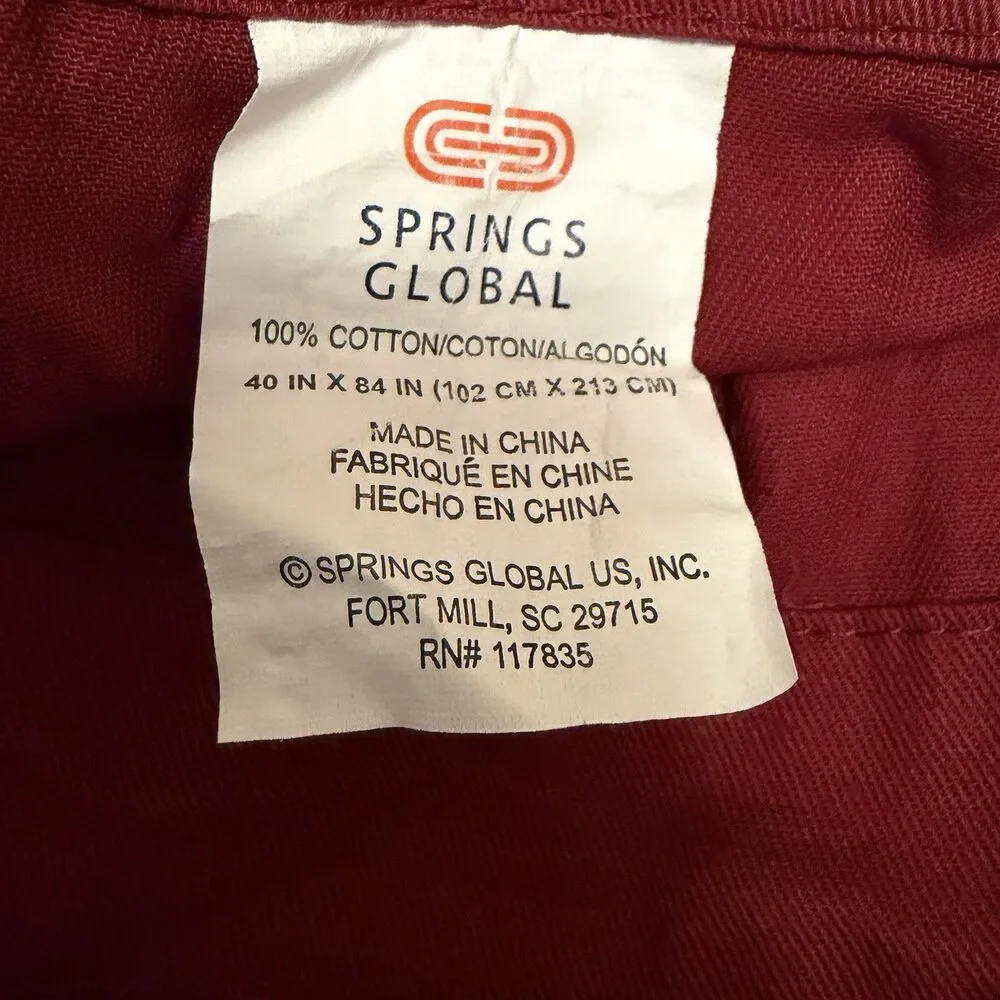 Tab Top 100% Cotton Curtain Panels 40”x84” Set Of 2 Springs Global Red/Maroon